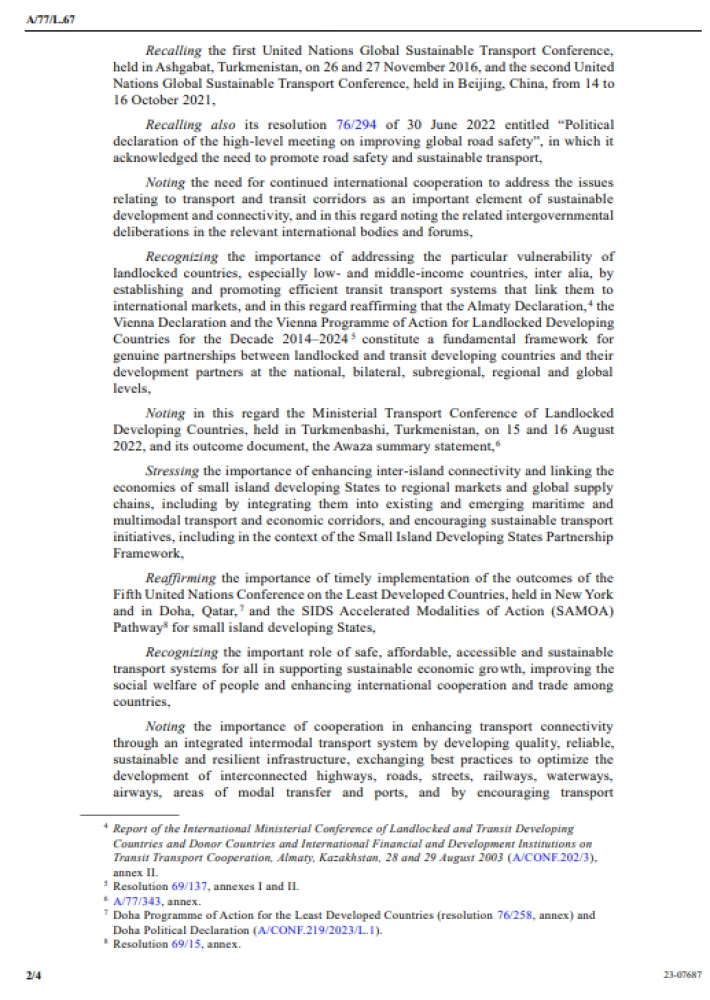 Armenia, Botswana, Hungary, Kazakhstan, Lesotho, Morocco, Nicaragua,  Qatar, Russian Federation, Tajikistan, Türkiye, Turkmenistan, Uganda and  Uzbekistan:* draft resolution