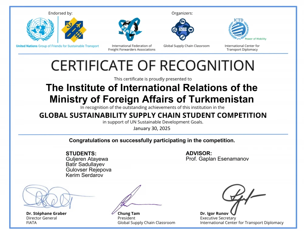 INTERNATIONAL PROJECT COMPETITION ON «GLOBAL SUSTAINABILITY SUPPLY CHAIN STUDENT COMPETITION»