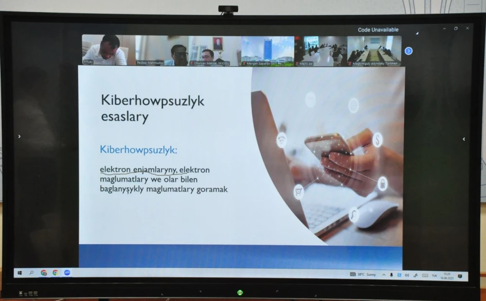 “Kiberhowpsuzlyk  boýunça strategiýalar”  atly sanly ulgam arkaly maslahat geçirildi surady