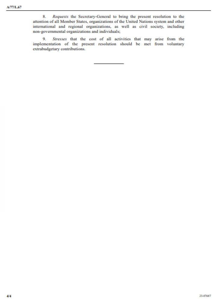 Armenia, Botswana, Hungary, Kazakhstan, Lesotho, Morocco, Nicaragua,  Qatar, Russian Federation, Tajikistan, Türkiye, Turkmenistan, Uganda and  Uzbekistan:* draft resolution