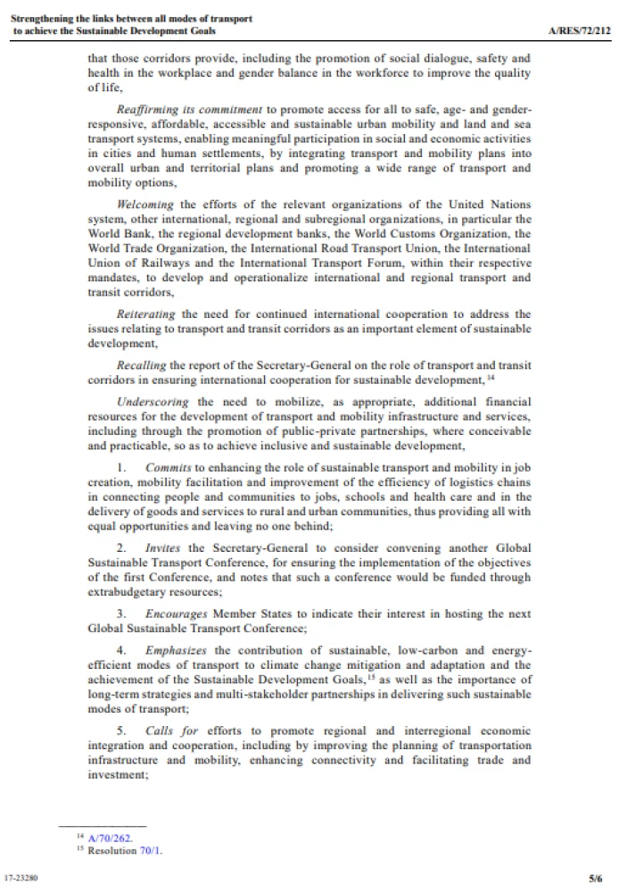 Resolution adopted by the General Assembly  on 20 December 2017